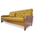 Sofá Cama Casal Futon Paris New II D33 Acquablock em Madeira Maciça Mel  - Cor Amarelo