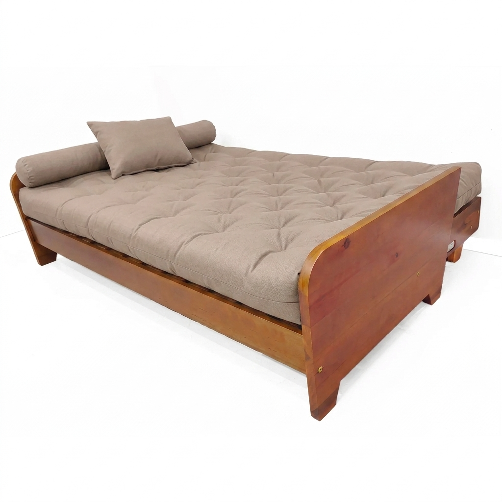Sofá Cama Casal Futon Paris New II D33 Acquablock em Madeira Maciça Mel  - Fendi