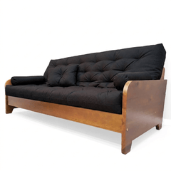 Sofá Cama Casal Futon Paris New II D33 Acquablock em Madeira Maciça Mel  - Preto