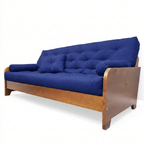 Sofá Cama Casal Futon Paris New II Acquablock em Madeira Maciça Natural - Cor Azul Royal