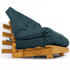 Sofá Cama Casal Futon Tokio D33 Madeira Cor Mel Acquablock Verde Oliva