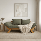 Sofá Cama Reclinável Futon Japão Madeira Mel - Tecido Sarja Cor Cinza