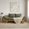 Sofá Cama Reclinável Futon Japão Madeira Mel - Tecido Sarja Cor Cinza