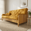 Sofá Cama Casal Futon Paris II Ripado Acquablock Madeira Maciça Mel D33 - Amarelo