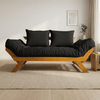 Sofá Cama Futon Reclinável Japão D33- Madeira Nobre Natural Tecido Acquablock Preto