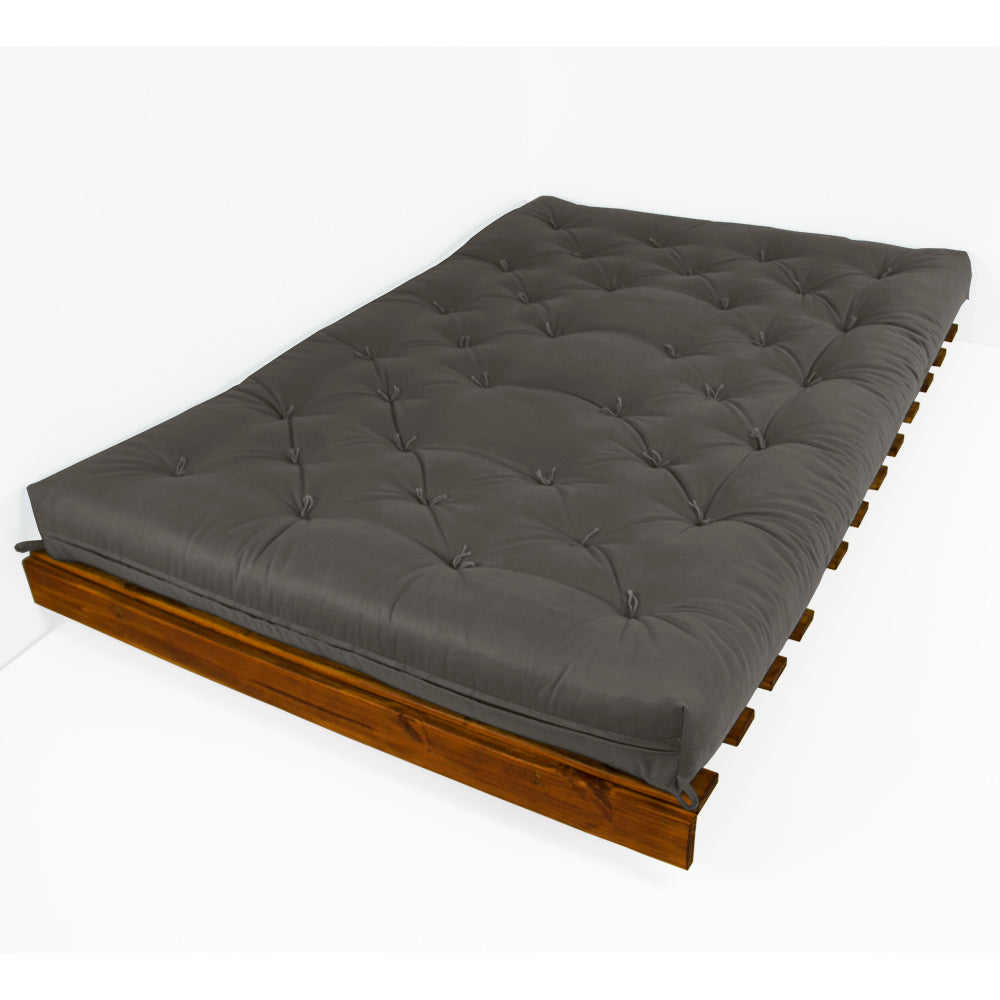 Sofá Cama Casal Futon Tokio D33 Madeira Maciça Cor Imbuia - Cinza
