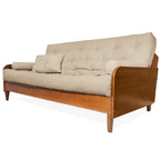 Sofá Cama Casal Futon Paris II Sarja em Madeira Maciça Natural D33 - Cor Bege Claro