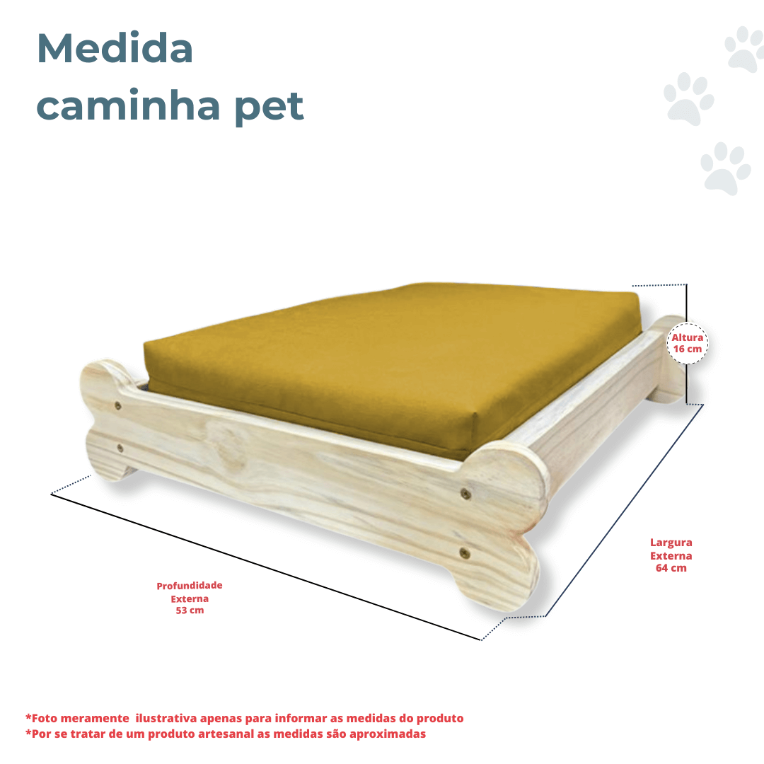 Cama Caminha Pet Impermeável Madeira Maciça - Amarelo