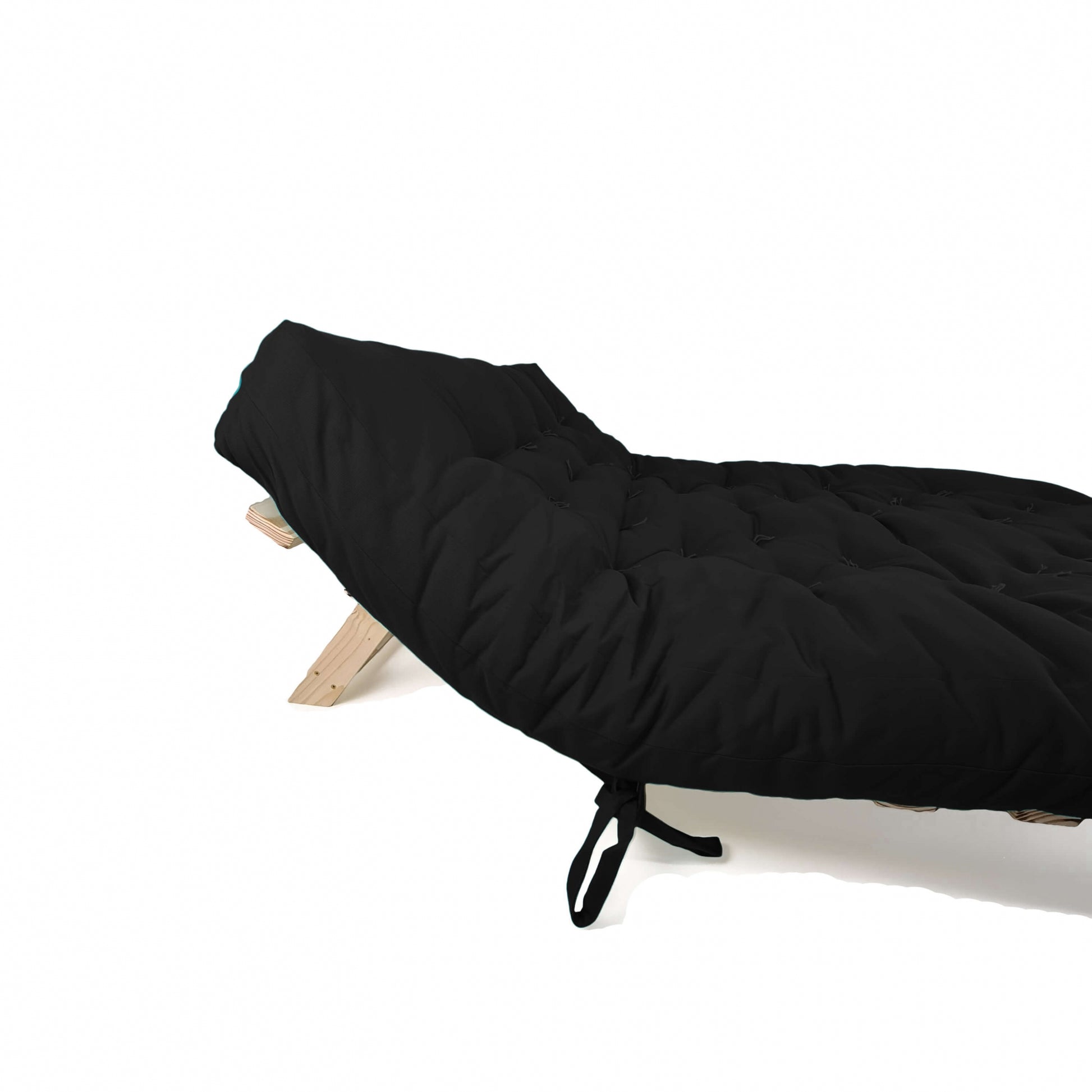 Sofa Cama Futon Oriental King Madeira Maciça Sarja Preto