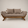 Sofá Cama Reclinável Futon D33 Japão - Madeira Nobre Imbuia Tecido Acquablock Fendi