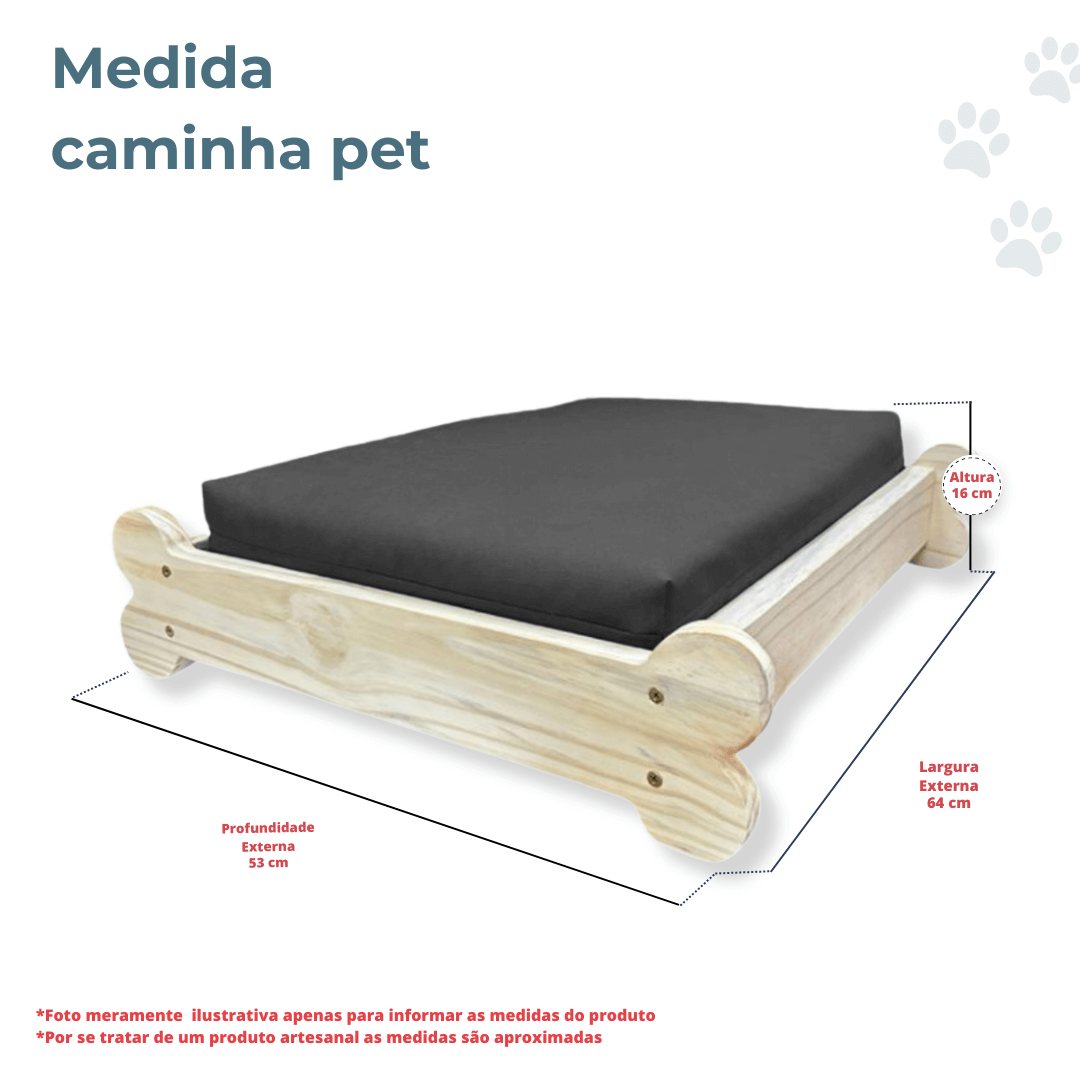Cama Caminha Pet Impermeável Madeira Maciça - Chumbo