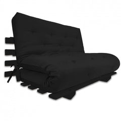Sofa Cama Casal Futon Oriental Madeira Preta Sarja Preto