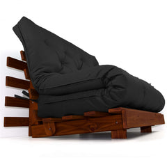 Sofá Cama Casal Futon Tokio Madeira Cor Imbuia Acquablock Preto