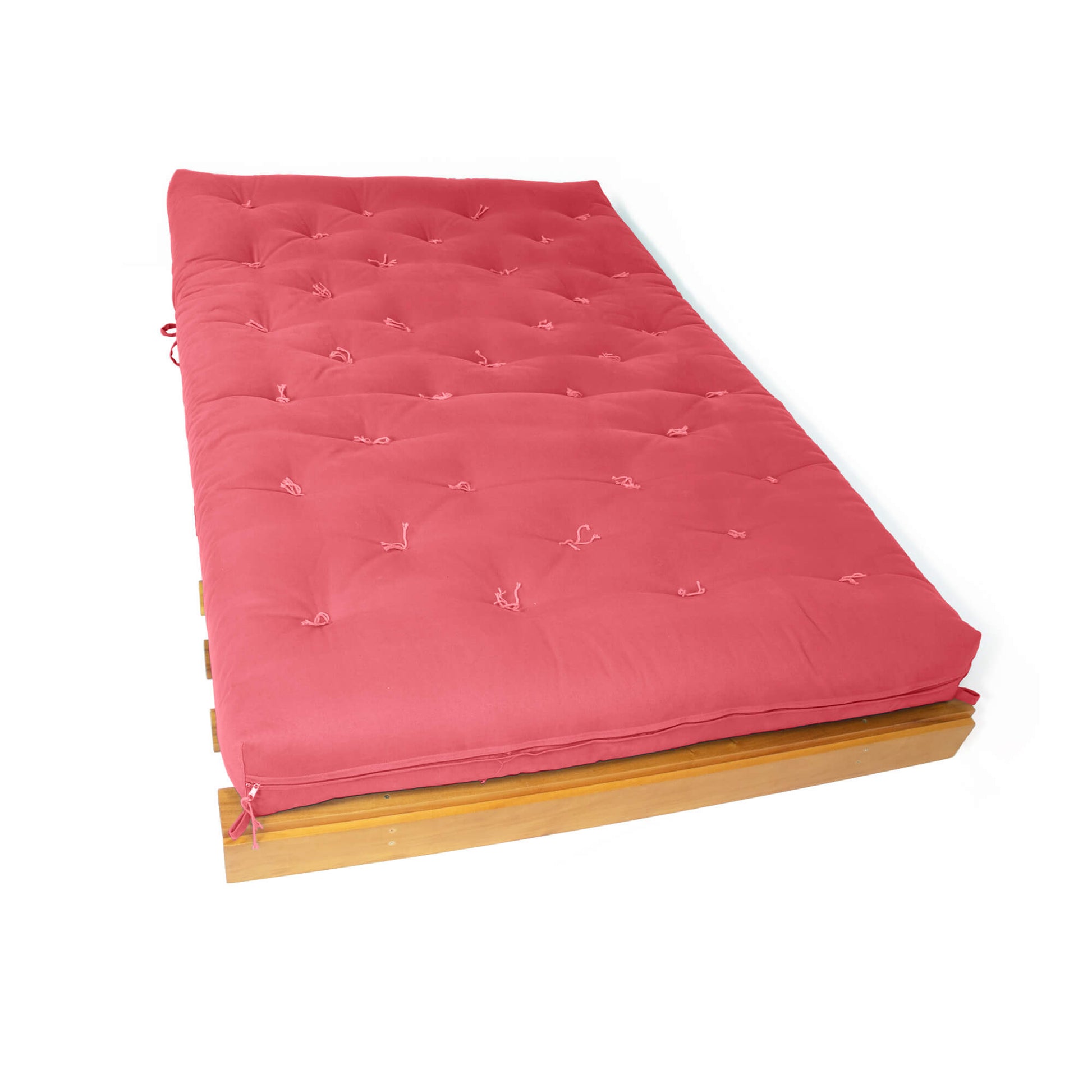 Sofá Cama Casal Futon Tokio Madeira Nobre Sarja Goiaba