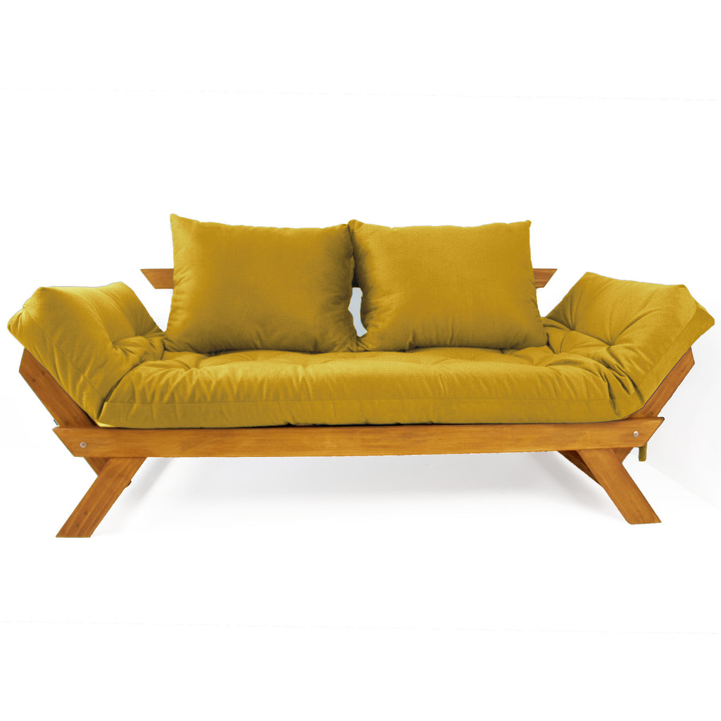 Sofá Japão Futon Acquablock Madeira Cor Mel - Amarelo