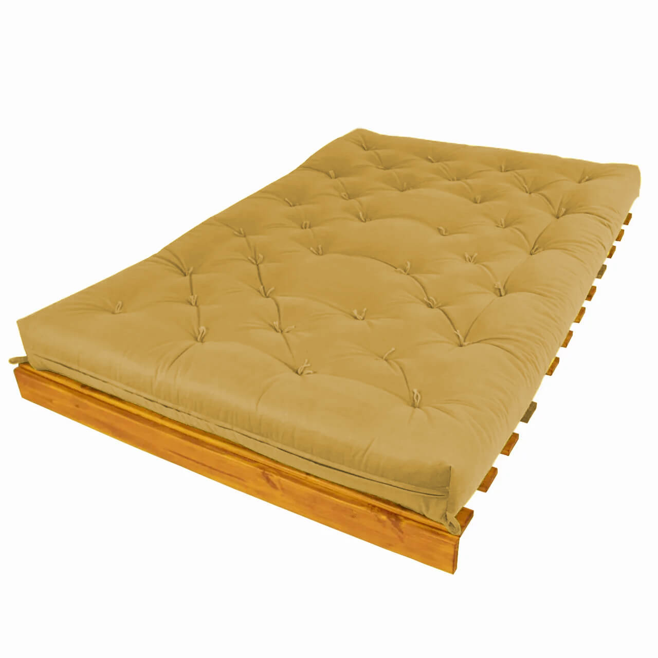 Sofá Cama Casal Futon Tokio Madeira Cor Mel Acquablock Amarelo
