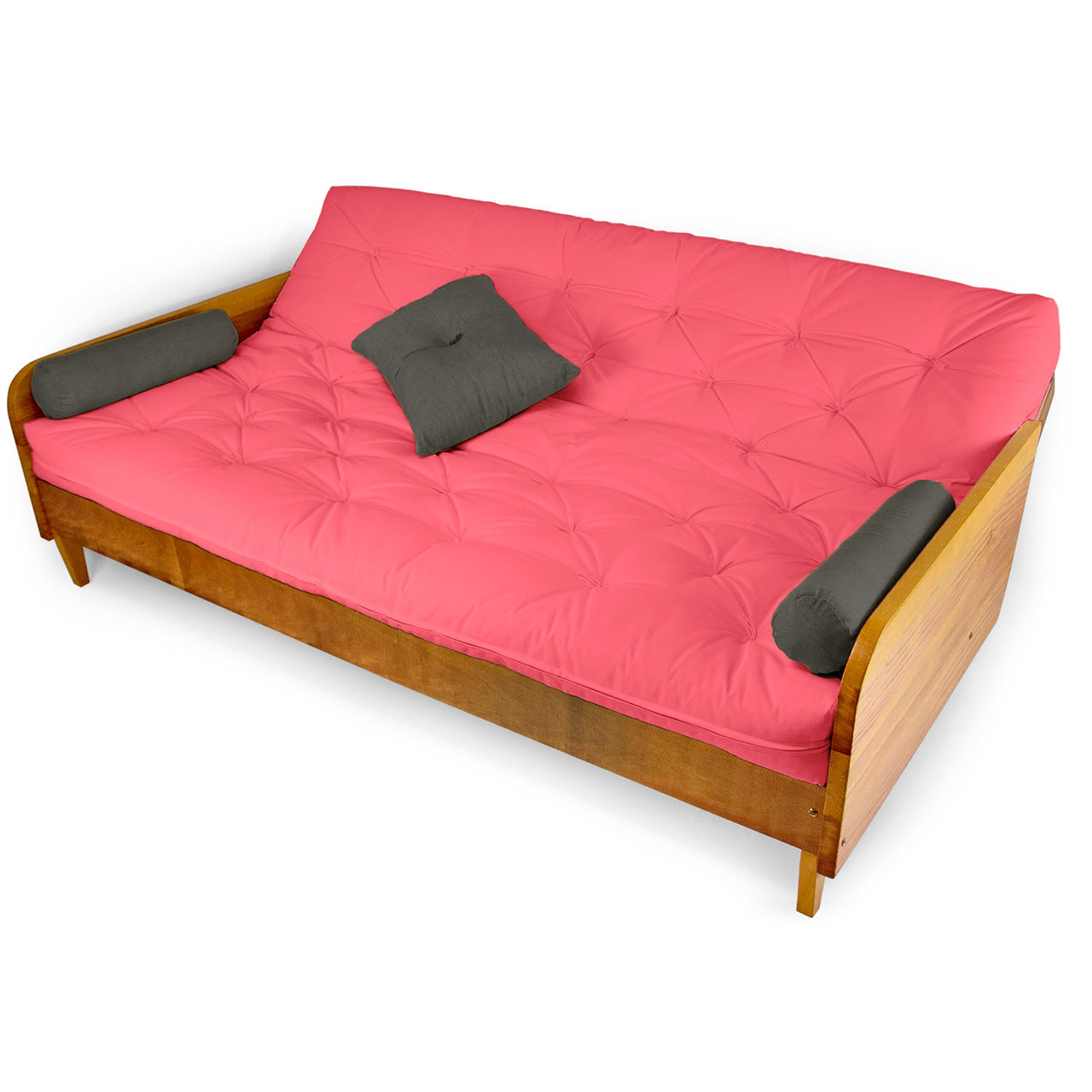Sofá Cama Paris Sarja Madeira Nobre Natural - Goiaba