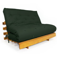 Sofá Cama Casal Futon Tokio Madeira Nobre Sarja Verde Militar