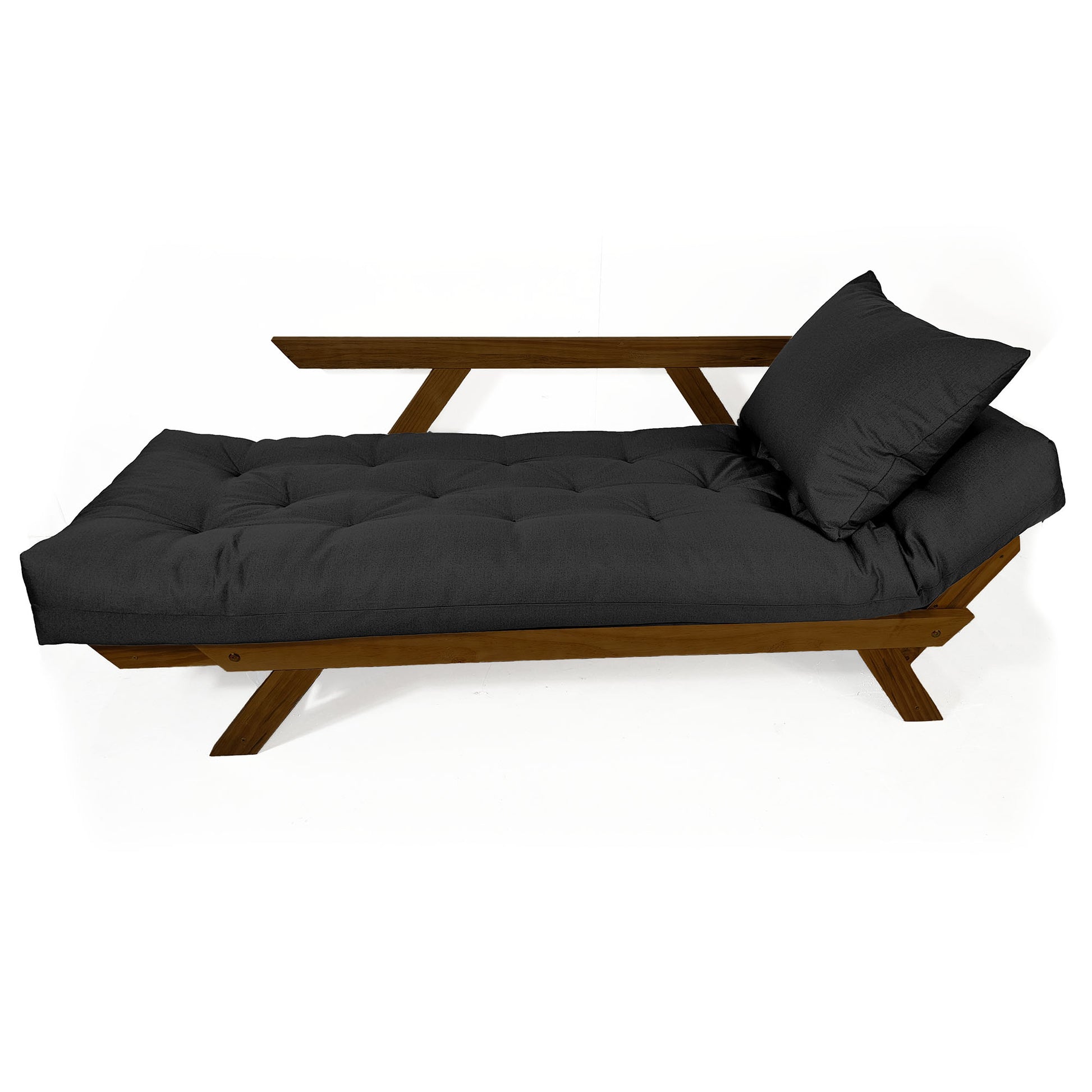 Sofá Japão Futon Acquablock Madeira Cor Imbuia D33 - Preto