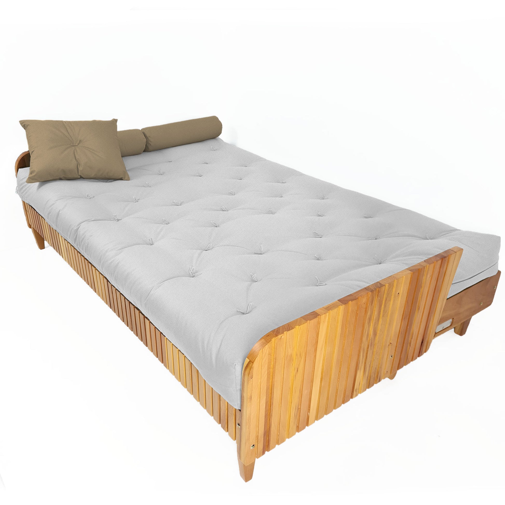 Sofá Cama Paris Ripado Acquablock Madeira Nobre - Branco Off