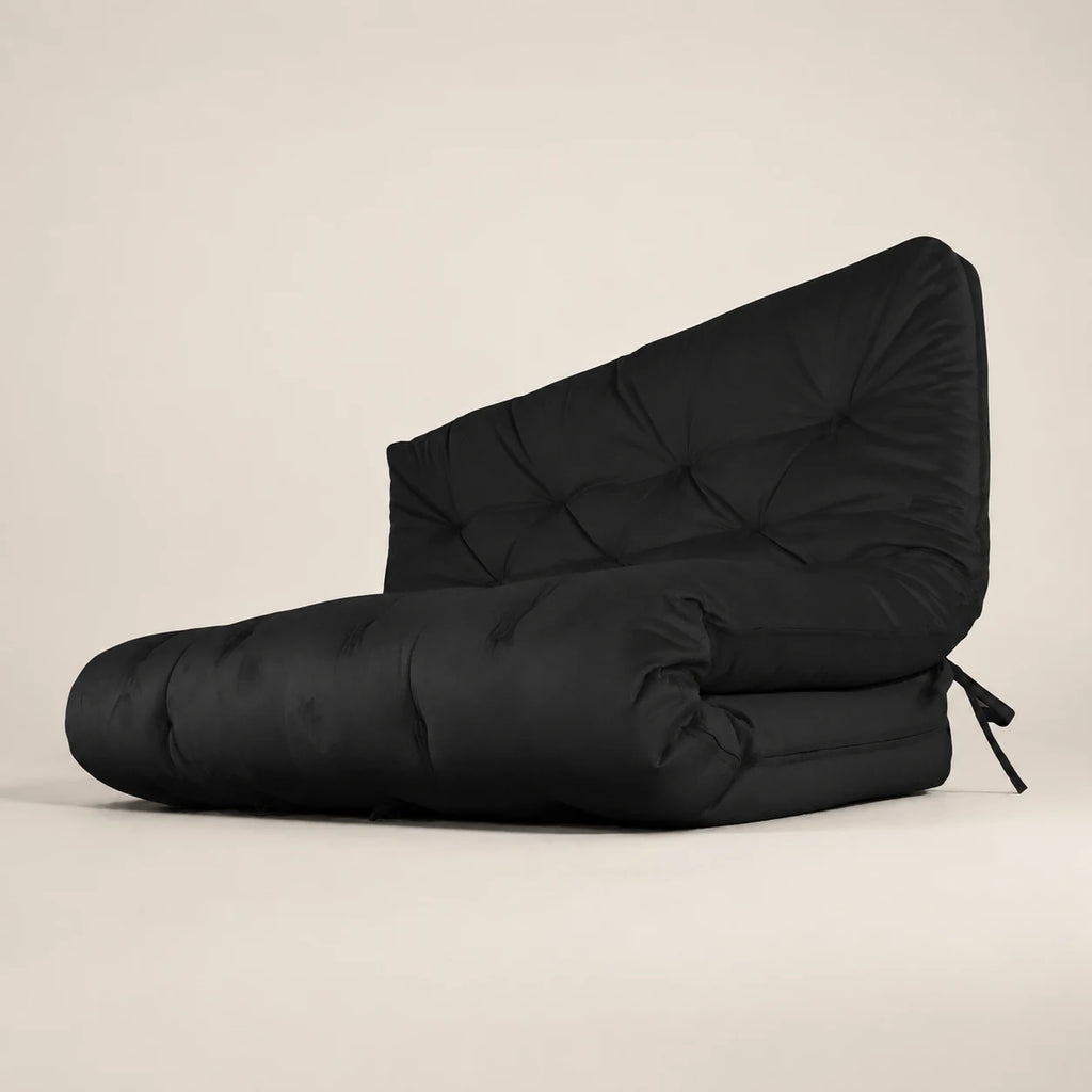 Futon Sof� Cama Casal Oriental Sarja Preto