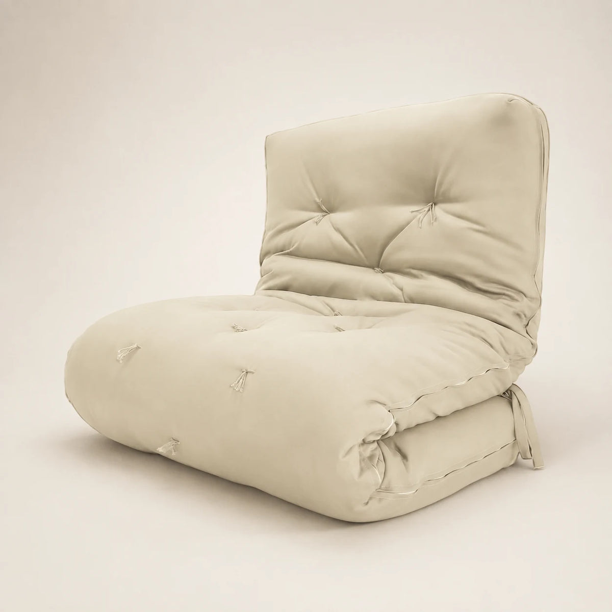 Futon Solteiro Oriental D28 Dobrável - Sarja Bege