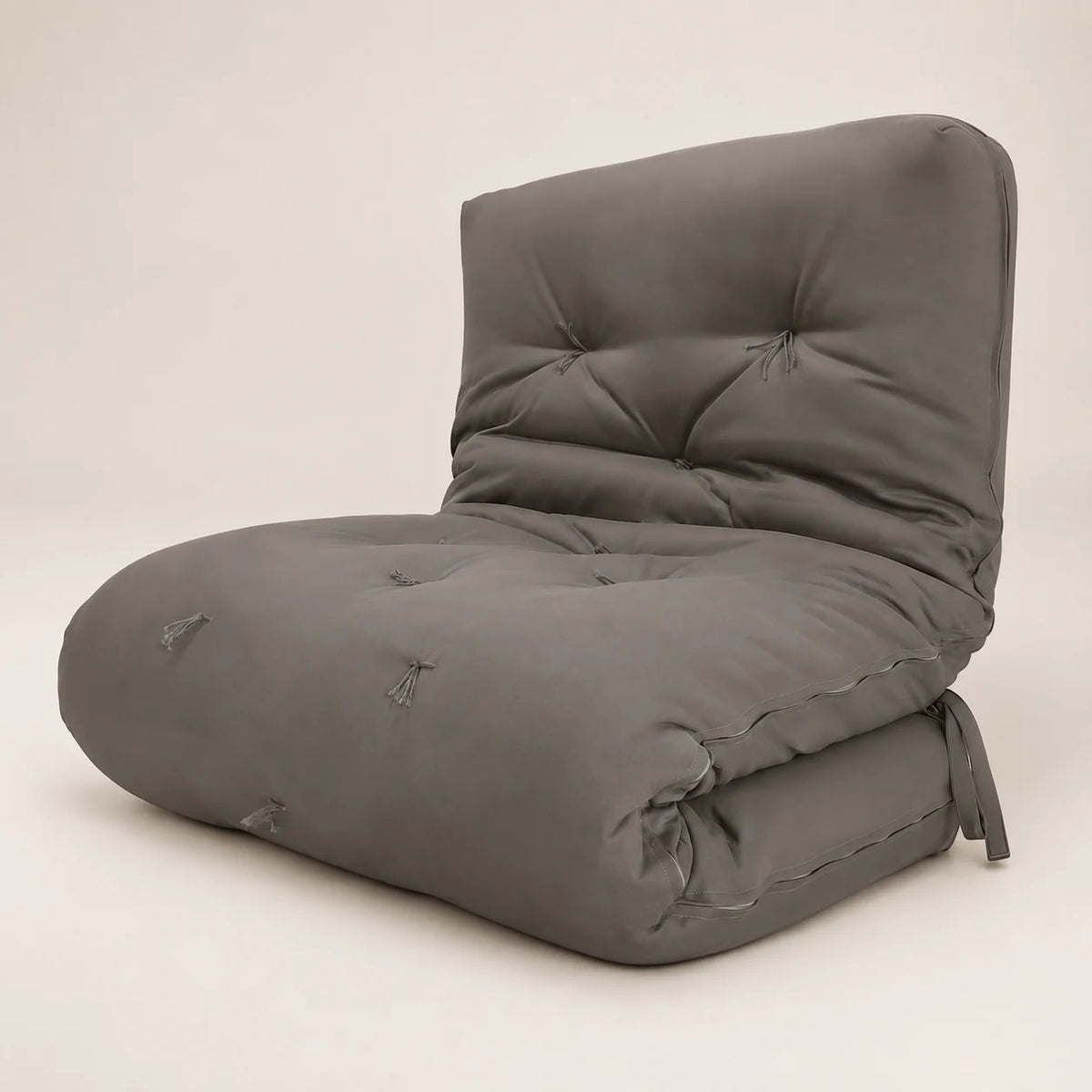 Futon Solteiro Oriental D28 Dobrável - Sarja Cinza