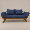 Sofá Cama Reclinável Futon D33 Japão - Madeira Imbuia Tecido  Acquablock Cor Azul Royal