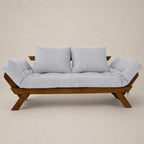 Sofá Cama Reclinável Futon D33 Japão - Madeira Imbuia Tecido Acquablock Cor Cinza Linho