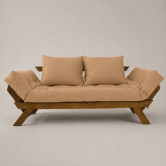 Sofá Cama Reclinável Futon D33 Japão - Madeira Imbuia Tecido Acquablock Cor Fendi