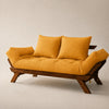 Sofá Cama Reclinável Futon D33 Japão - Madeira Imbuia Tecido Acquablock Cor Amarelo