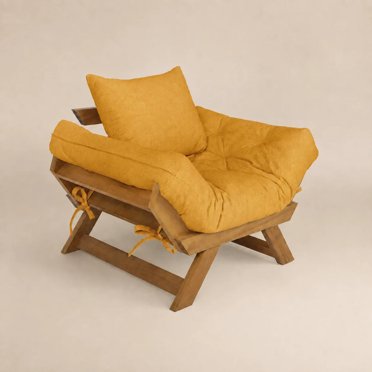 Poltrona Japão Acquablock Madeira Pinus Mel - Amarelo