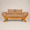 Sofá Cama Futon Reclinável Japão - Madeira Nobre Natural Tecido Acquablock Cor Fendi