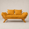 Sofá Cama Reclinável Futon D33 Japão - Madeira Mel Tecido Acquablock Cor Amarelo