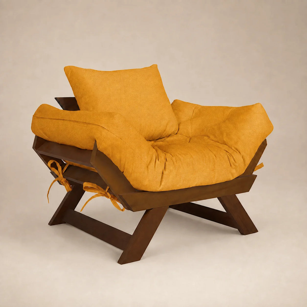 Poltrona Japão Acquablock Madeira Nobre Imbuia - Amarelo