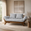 Sofá Cama Reclinável Futon Japão - Madeira Imbuia Tecido Acquablock Cor Cinza Linho