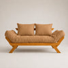 Sofá Cama Futon Reclinável Japão D33 - Madeira Nobre Mel Tecido Acquablock Cor Fendi