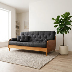 Sofá Cama Casal Futon Paris II  Acquablock Madeira Maciça Mel D33 - Cor Preto