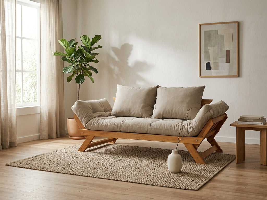 Reclining futon sofa bed — Lifestyle - Furniture Room | Generated by Modelize
