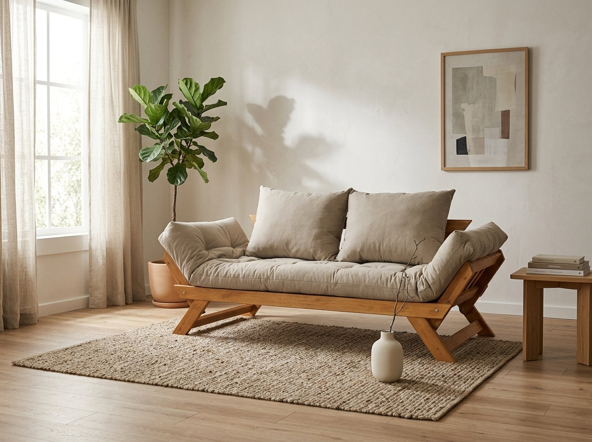 Reclining futon sofa bed — Lifestyle - Furniture Room | Generated by Modelize