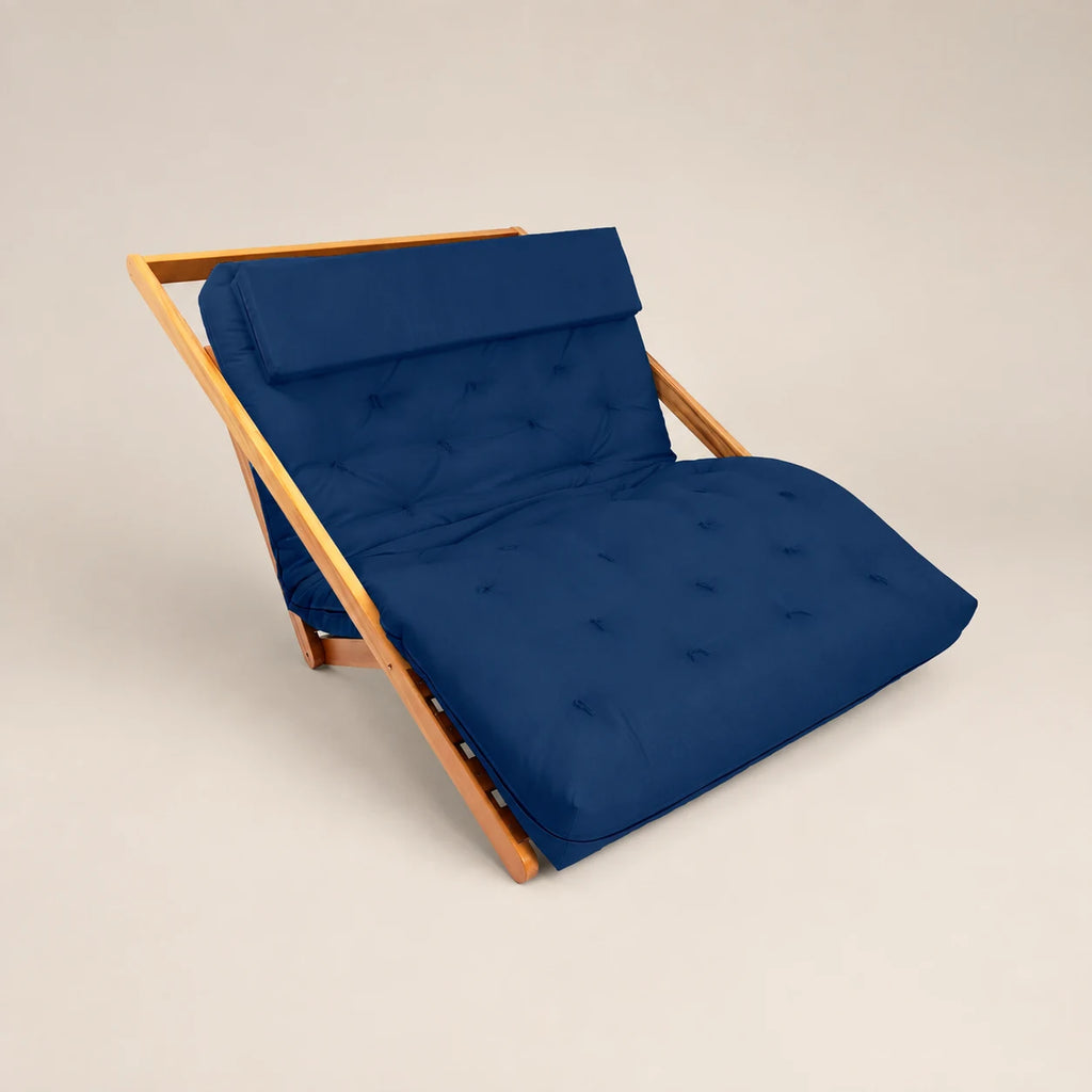 Poltrona New York Reclin�vel Casal Futon Acquablock Azul Royal