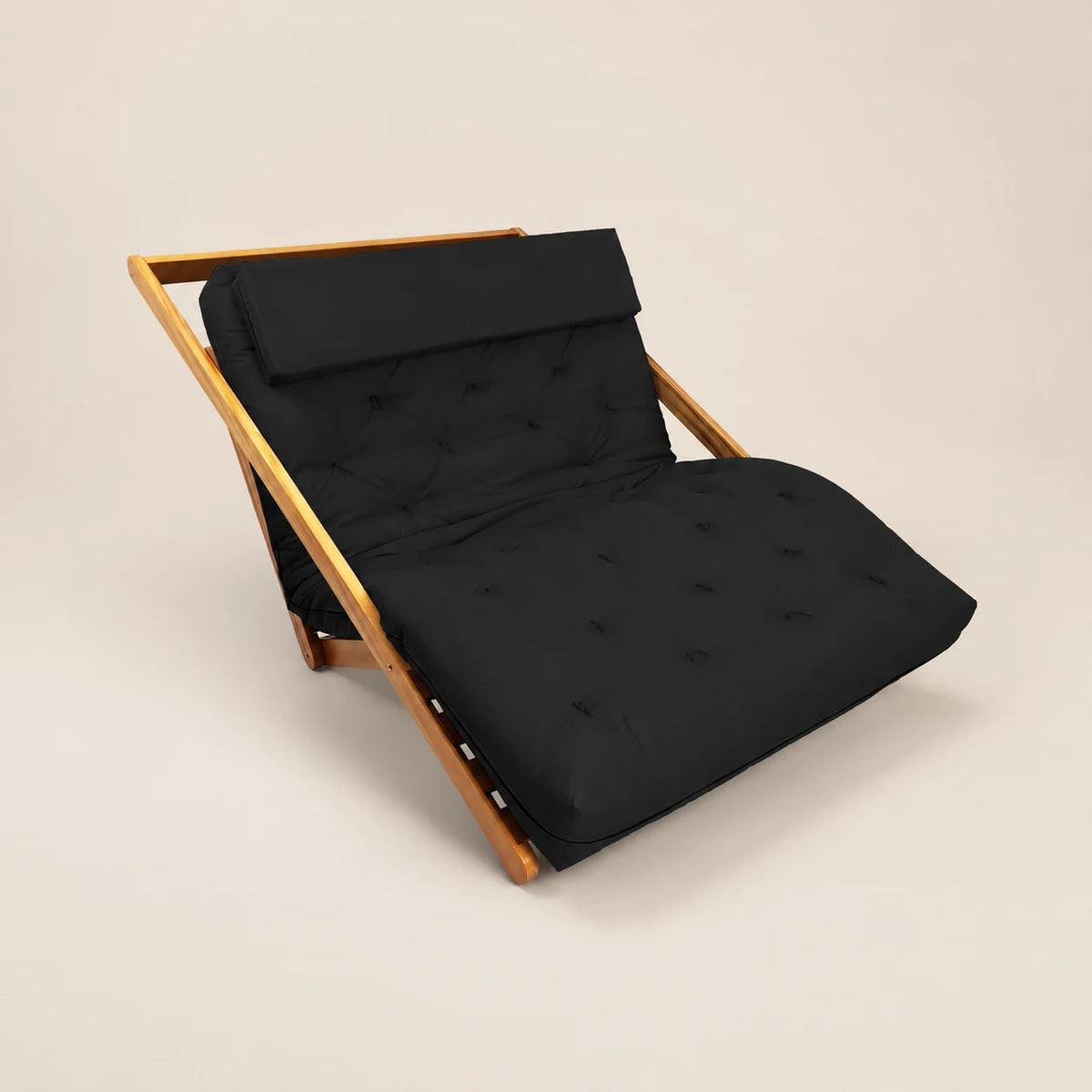 Poltrona New York Reclinável Casal Futon Sarja Preto Sala de Estar