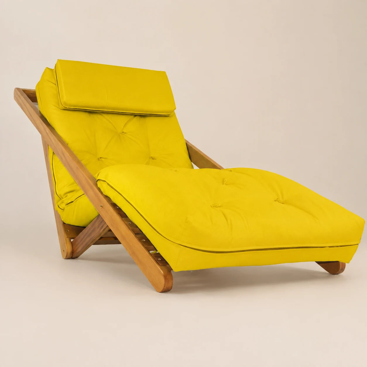 Poltrona New York Reclin�vel Solteiro Sala de Estar Madeira Pinus Acquablock Amarelo