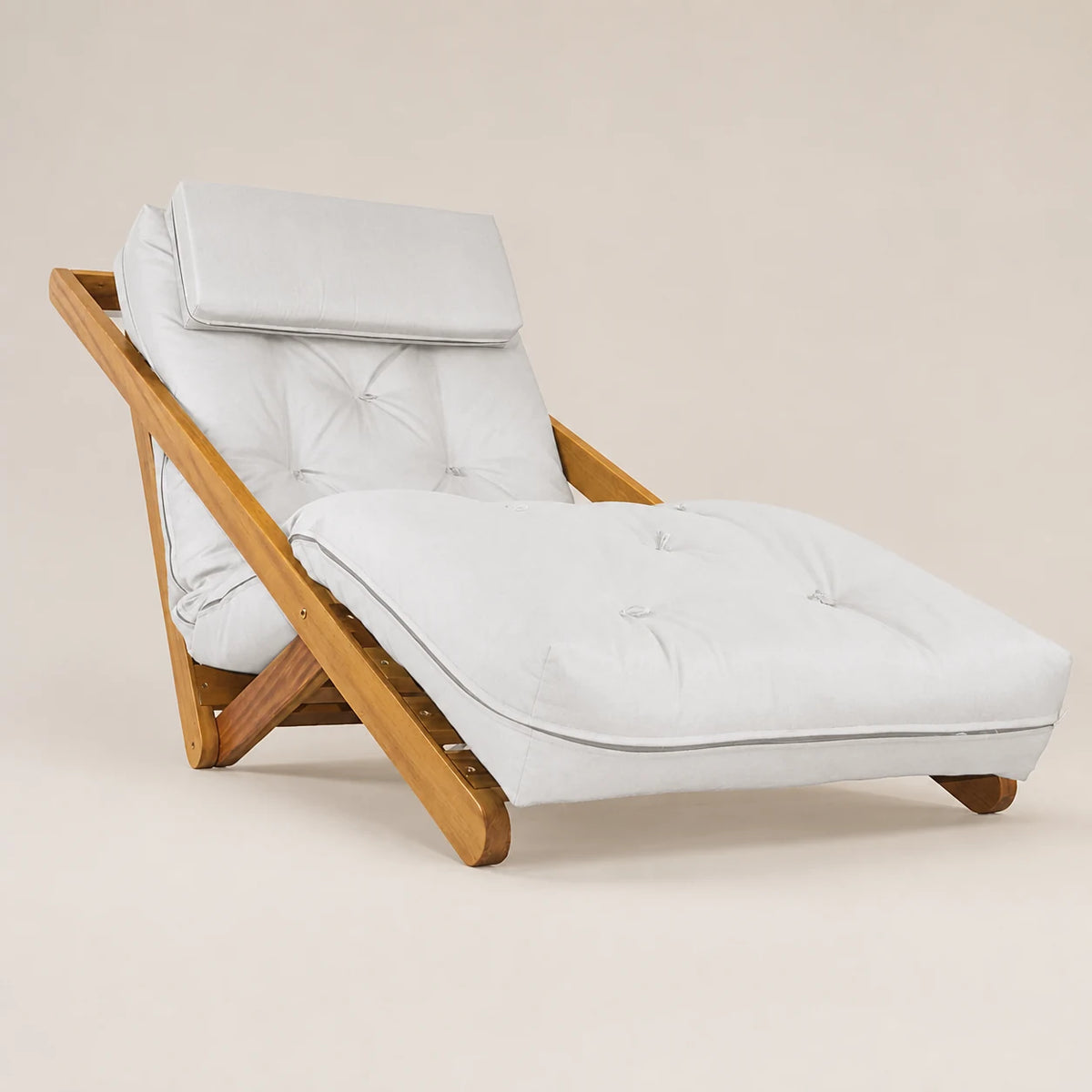 Poltrona New York Reclin�vel Solteiro Sala de Estar Madeira Pinus Acquablock Branco Off
