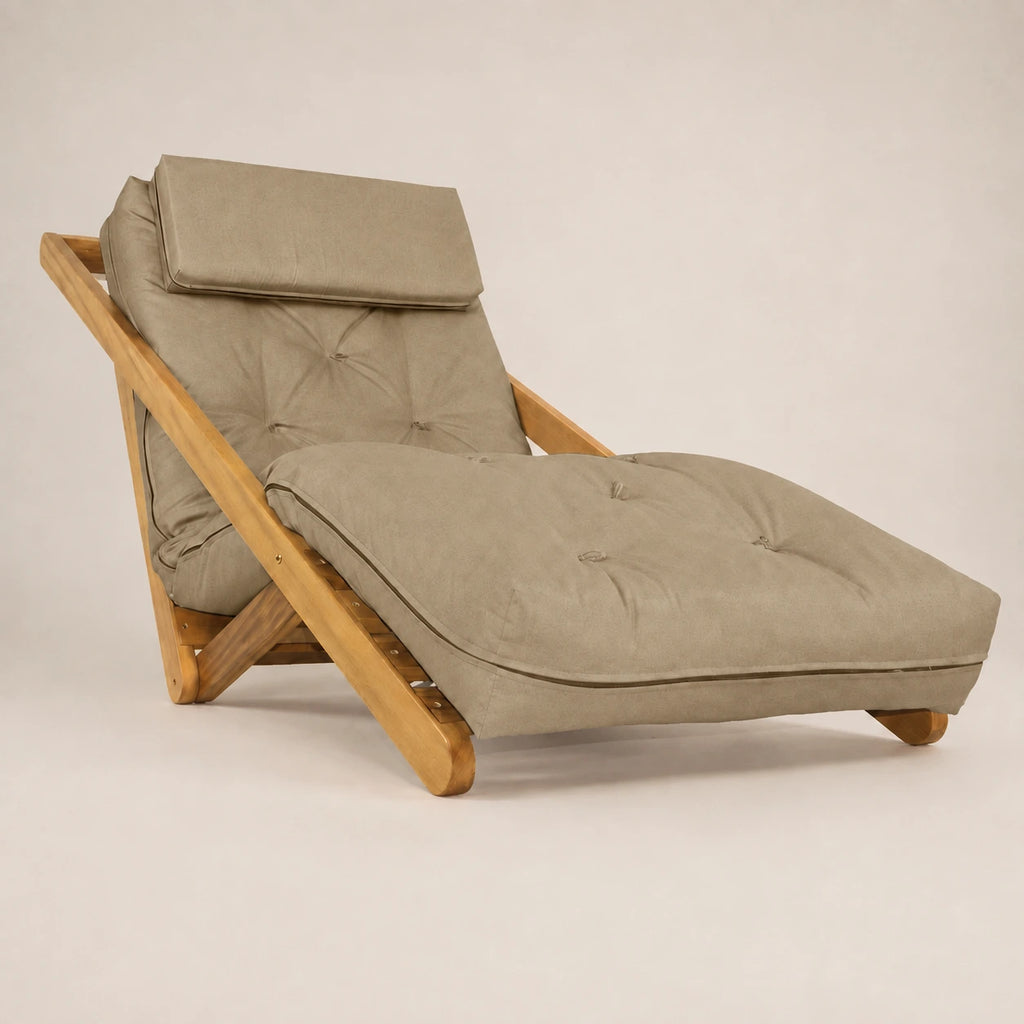 Poltrona New York Reclin�vel Solteiro Sala de Estar Madeira Pinus Acquablock Cinza Fendi