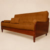 Sof� De Madeira Nobre Cor Imbuia Futon Paris - Tecido Sarja 100% Algod�o Caramelo