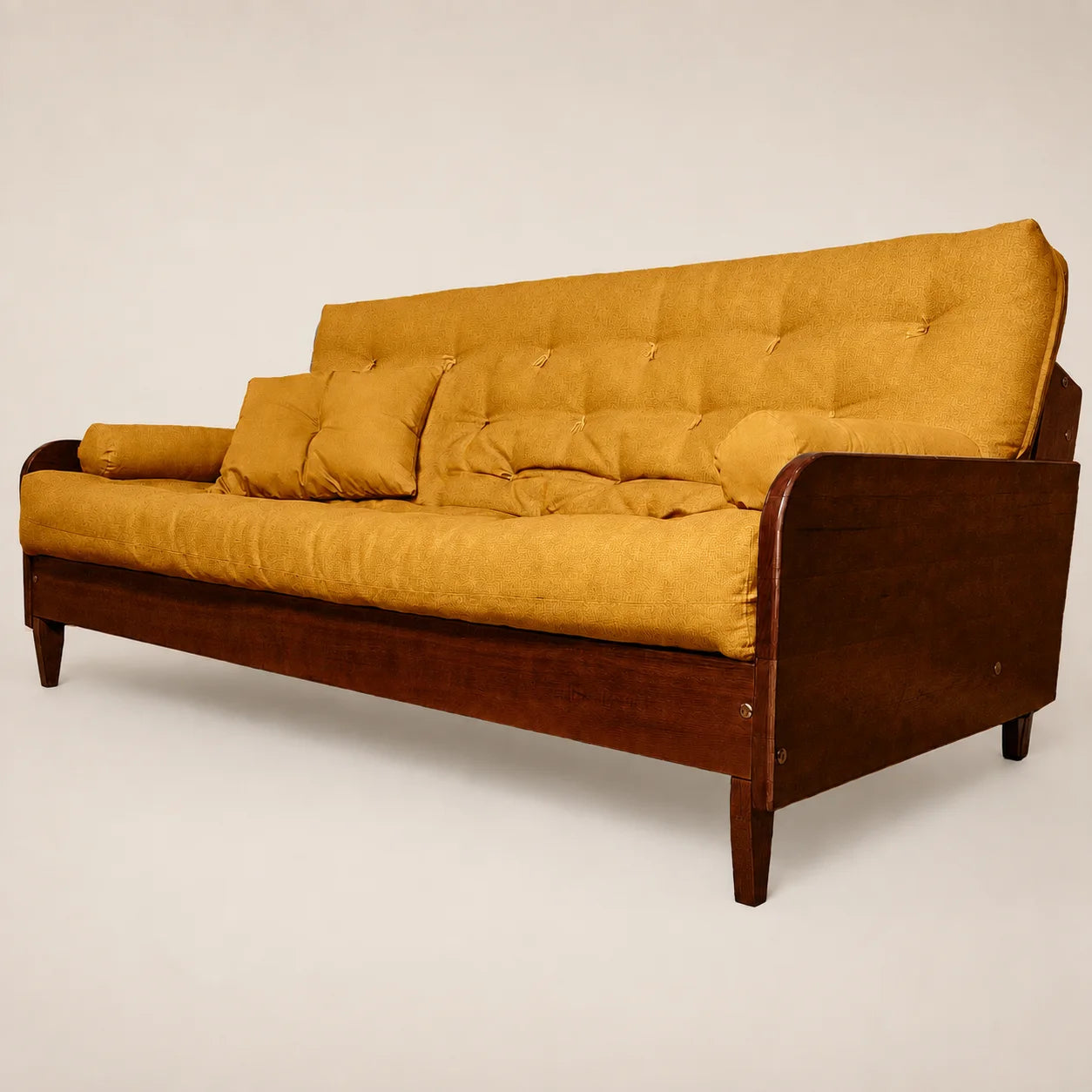 Sof�-cama Paris II Acquablock amarelo em madeira imbuia