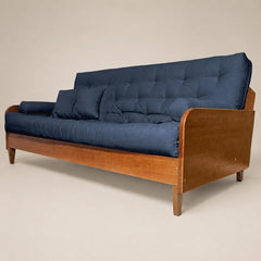 Sofá Cama Casal Futon Paris II Acquablock em Madeira Maciça Mel - Cor Azul Royal
