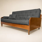 Sofá Cama Casal Futon Paris II Acquablock em Madeira Maciça Mel - Cor Chumbo