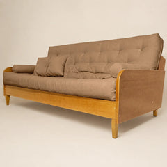 Sofá Cama Casal Futon Paris II Acquablock em Madeira Maciça Mel - Cor Fendi